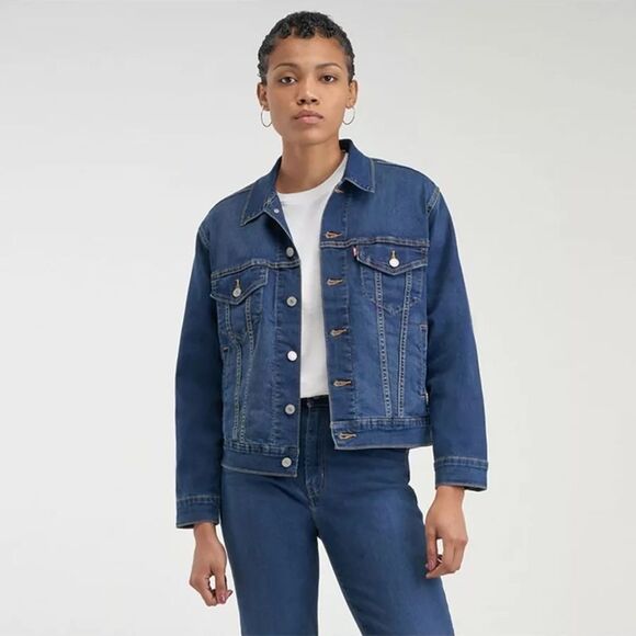 Levi’s Ex-Boyfriend Cotton Denim Trucker Jacket Size S - Picture 1 of 8